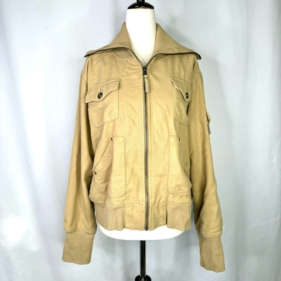 Columbia zip front jacket bomber varsity brushed flannel camel tan Large - Picture 1 of 9